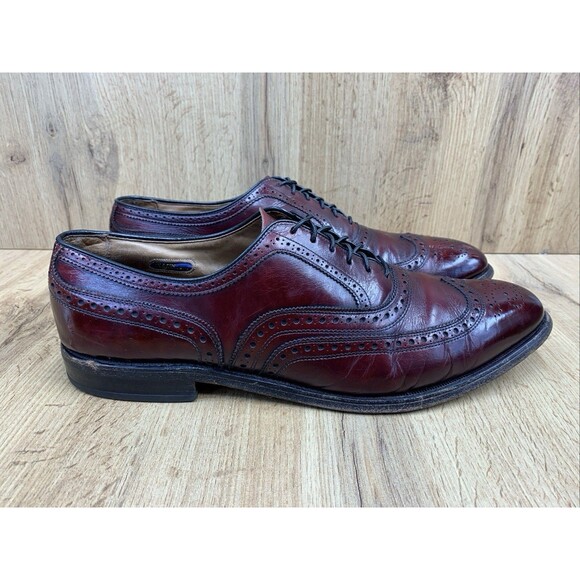 Allen Edmonds McAllister Burgundy Leather Wingtip Oxford Shoes  Mens Size 12 B - Picture 2 of 16